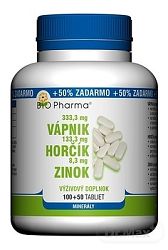 BIO Pharma Vápnik Horčík Zinok100+50 50% 150 tabliet