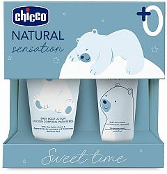 Chicco Natural Sensation 0+ pleťový krém pre deti od narodenia 50 ml + 0+ telové mlieko pre deti od narodenia 150 ml