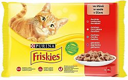 Friskies pre dospelé mačky s hovädzím kuraťom jahňacím a kačicou v šťave 4 x 85 g