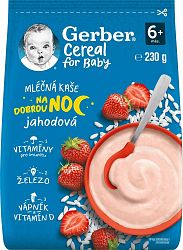 Gerber Cereal mléčná kaše jahodová Dobrou noc 230 g