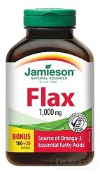 Jamieson Flax Omega 3 1000 mg ľanový olej 200 kapsúl