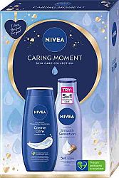 Nivea Caring Moments Smooth Sensation výživné telové mlieko 400 ml + Creme Care krémový sprchový gél 250 ml kozmetická sada