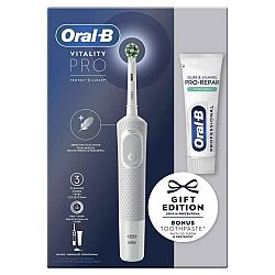 Oral-B Vitality Pro Biela Elektrická Zubná Kefka, 1 Hlavica Kefky, 1 Zubná Pasta Zadarmo