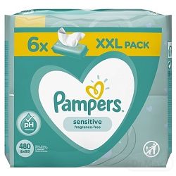 Pampers Sensitive detské čistiace utierky 6 x 80 ks