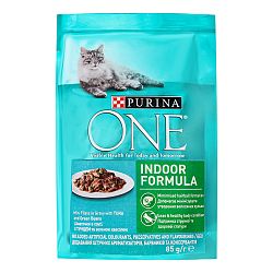 PURINA ONE Indoor mini filetky s tuniakom a zelenými fazuľkami v šťave 85g