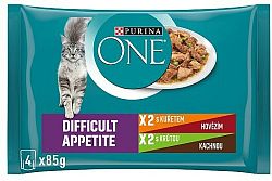 PURINA ONE Multipack DIFFICULT APPETITE mini filetky s kuraťom a mrkvou 12(4x85g)