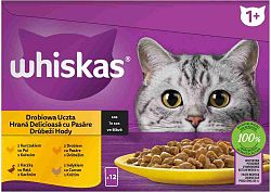 WHISKAS hydinový výber kura morka hydina kačka v šťave 12 x 85 g