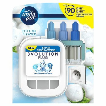 Ambi Pur 3 Volution Cotton Flower elektrický osvěžovač kompletní strojek 20 ml