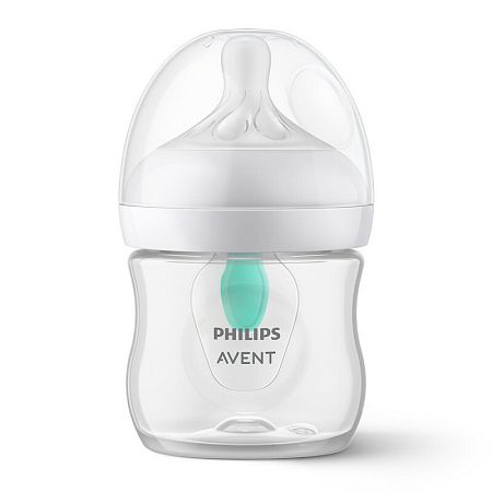 Avent Natural Response priehľadná fľaša s cumlíkom s ventilom AirFree 125 ml