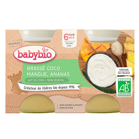 Babybio Brassé z kokosového mlieka mango ananás 2 x 130 g