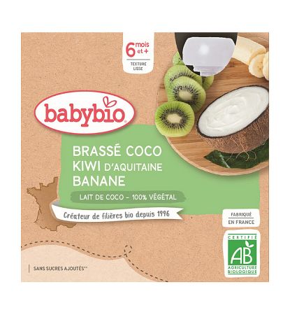 Babybio Desiata s kokosovým mliekom kiwi a banán 4 x 85 g