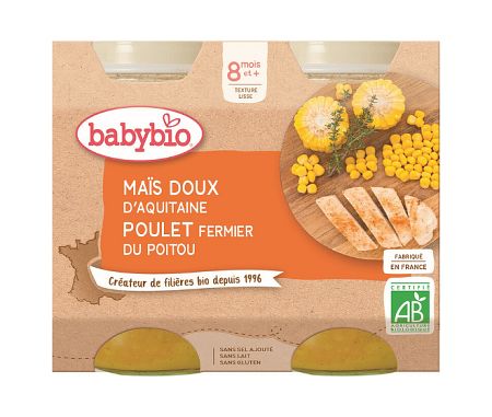 Babybio Skládky kukurice s kuracím mäsom 2 x 200 g