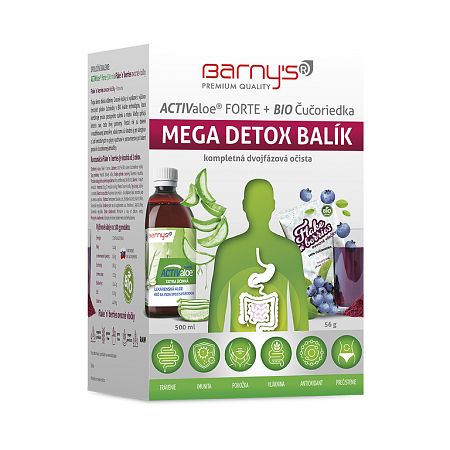 BARNY'S ActivValoe forte+BIO čučoriedka mega detox gél 500 ml + ovocné vločky vrecúška 7 x 8 g