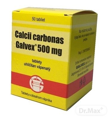 Calcii Carbonici 500 mg tbl. Galvex Kalciové tablety 500 mg Galvex tbl.50 x 500 mg