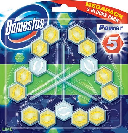 Domestos Power 5 tuhý WC blok Lime 3 x 55 g