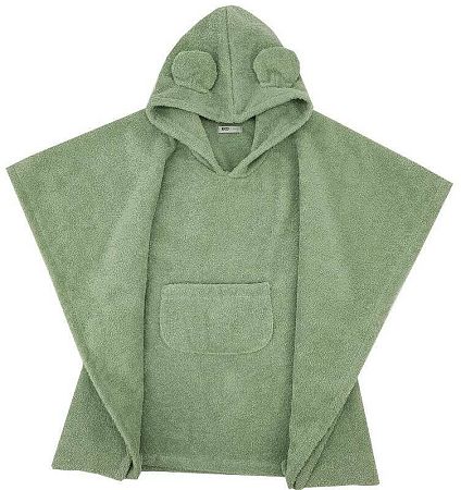 EKO Pončo bavlnené s kapucňou a uškami Olive green PON OLIVE GREEN