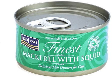 FISH4CATS Konzerva pre mačky Finest makrela s kalmárom 70 g