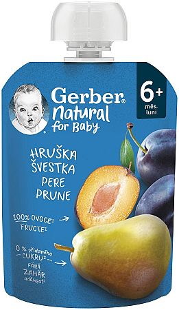 Gerber Natural Kapsička Hruška a slivka ovocná desiata 90 g