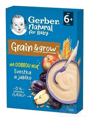 Gerber Natural Mliečna Pšenično-ovsená jablko a slivka 220 g