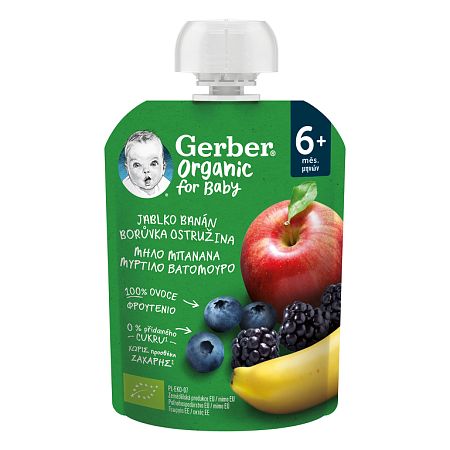 Gerber Organic Kapsička jablko banán čučoriedka a černica 6 x 90 g​