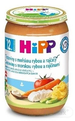 HiPP MENU Těstoviny s mořskou rybou a rajčaty 220 g