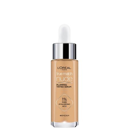 L´Oréal Paris True Match Nude Plumping Tinted Serum tónující sérum s 1% kyseliny hyaluronové 4-5 Medium 30 ml