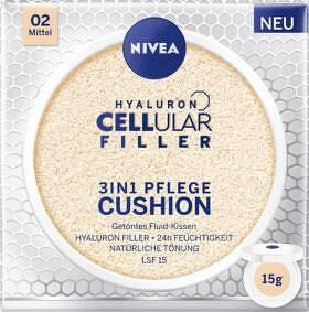 Nivea Hyaluron Cellular Filler 3v1 pečující tónovací krém make-up v houbičce 02 Střední 15 g