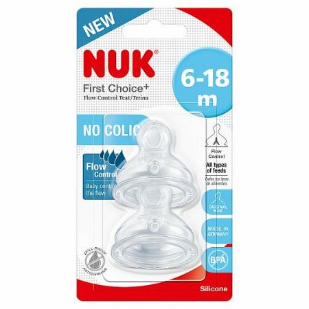 Nuk Náustok Flow Control 6-18 m 2 ks Transparentná