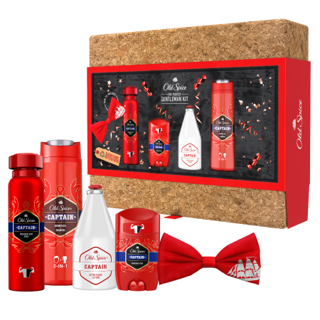 Old Spice Vianočné balenie CAPT.STICK+SPRAY+SG250+VPH+MOTYLIK+DREV.BOX