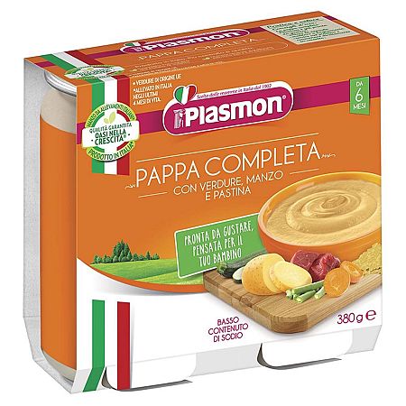 PLASMON Príkrm zeleninový s hovädzím a cestovinami 2 x 190 g