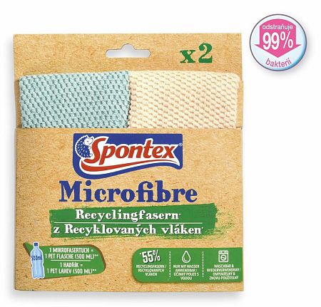 Spontex Microfibre Recyclingfasern mikroutierka z recyklovaných vlákien 30 x 30 cm 2 ks