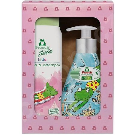 Súprava darčeková Frosch EKO, sprchovací gél/šampón + mydlo, ružová, detská, 2x 300 ml