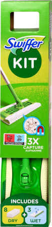 Swiffer Kit mop + náhradné prachovka na podlahu 8 ks + náhradné vlhčené obrúsky na podlahu 3 ks